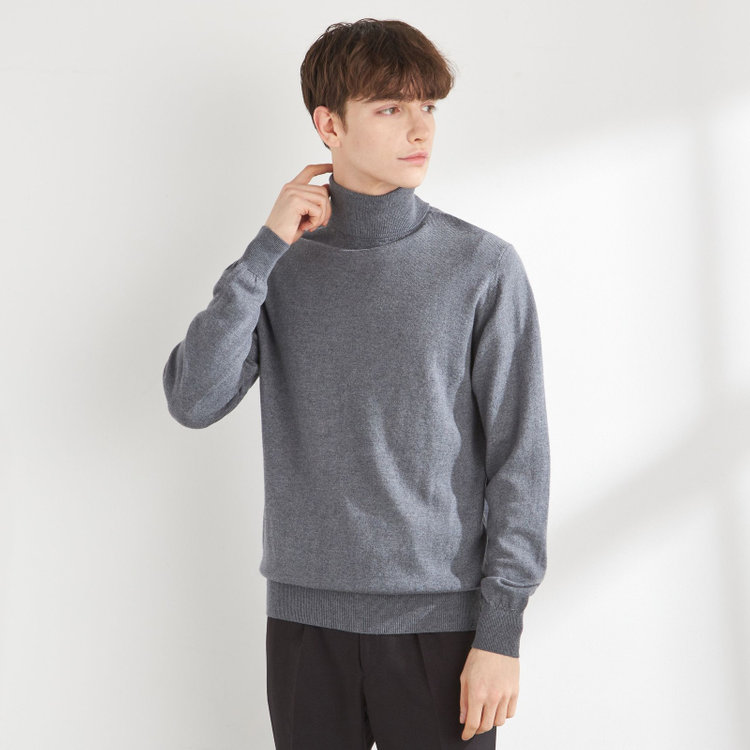 スーツセレクト 【RBC】【秋冬】ウールタートルネックニットセーター/グレー/ZEGNA BARUFFA/マシンウォッシャブル グレー中間