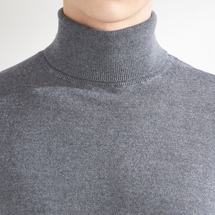 スーツセレクト 【RBC】【秋冬】ウールタートルネックニットセーター/グレー/ZEGNA BARUFFA/マシンウォッシャブル グレー中間