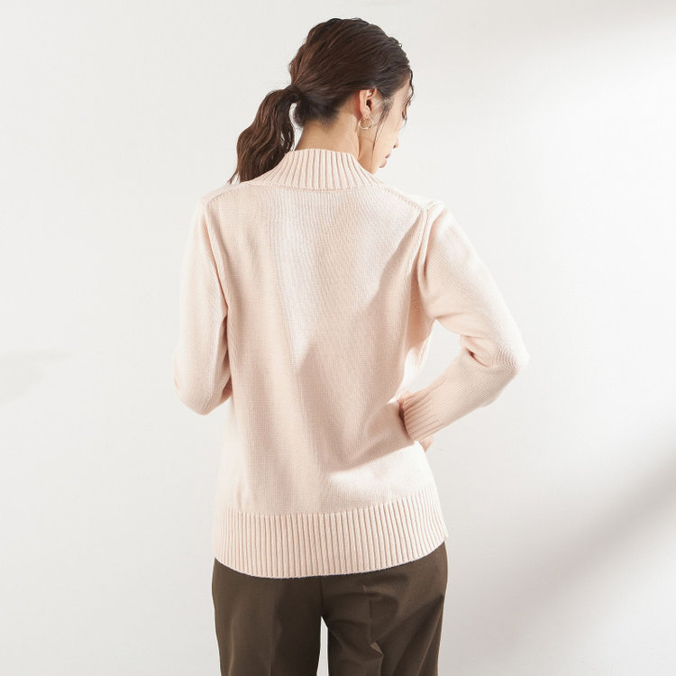 シルバーライン 天竺Vネックニット/ピンク 赤淡色
