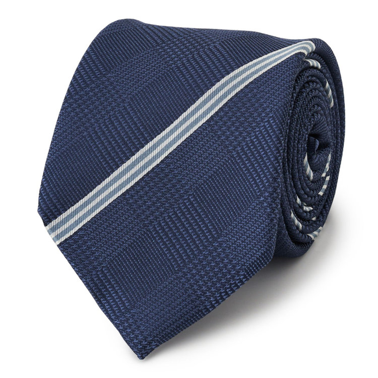 ブラックライン 【BLACK LINE】シルクブレンドストライプネクタイ 7.5cm幅/ネイビー その他