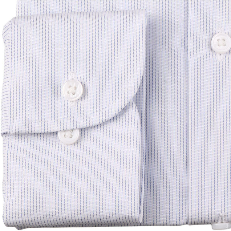 ブラックライン 【WEB限定/OUTLET】【SILVER LINE】【形態安定】ワイドドレスワイシャツ/ホワイト×ブルーストライプ/Oil guard ブルー系(青)