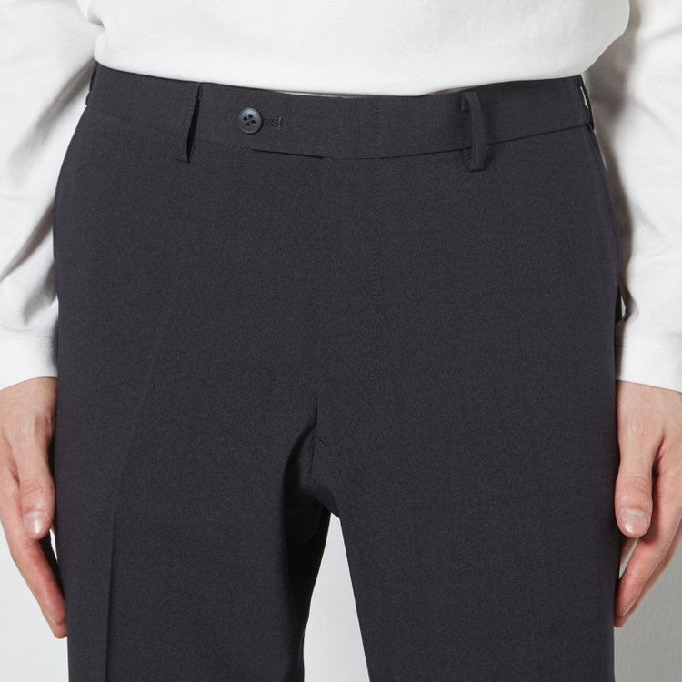 ブラックライン 【SLIM TAPERED】【春夏】0タックテーパードパンツ/ブラック×ウィンドペン/ウエストシャーリング/4S SUSTAINABILITY&ECOLOGY FABRIC「ウォッシャブル」「ストレッチ」/※裾上げ済仕様 黒