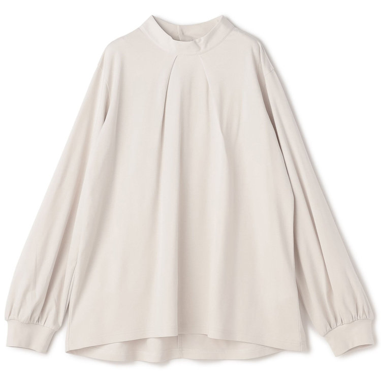 シルバーライン  【SL/長袖】モックネック/バルーン袖/ベージュ/「2WAYストレッチ」「ウォッシャブル可能」「汗じみ軽減」 茶淡色