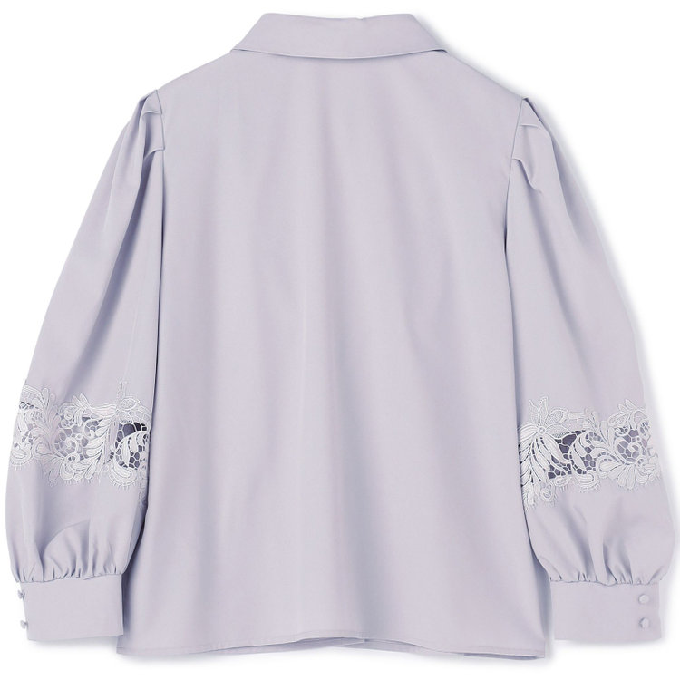 スーツセレクト 【Lady Like BLOUSE】【長袖】袖レース切替えブラウス/スモーキーラベンダー 紫淡色