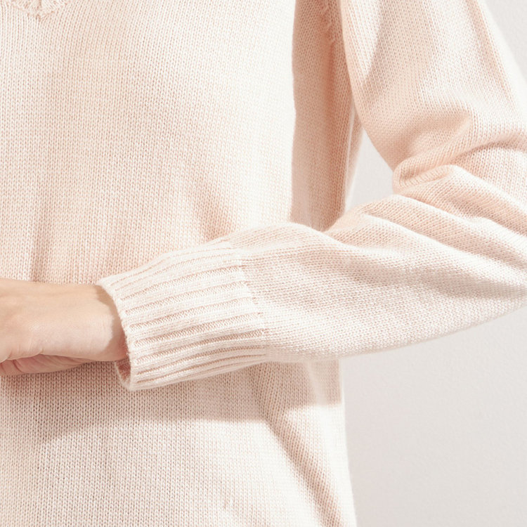 シルバーライン 天竺Vネックニット/ピンク 赤淡色