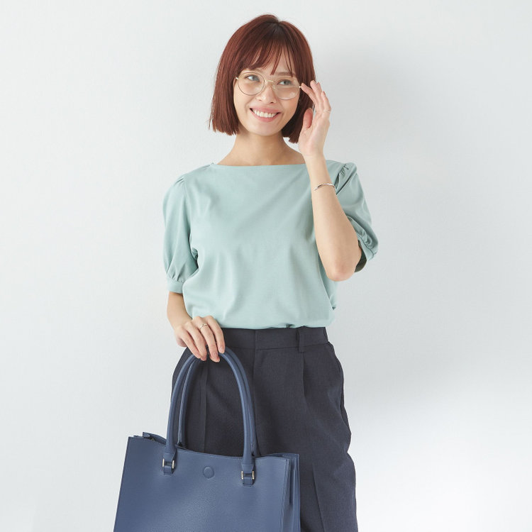 シルバーライン 【SILVER LINE/5分袖】パフスリーブカットソー/グリーン 緑淡色