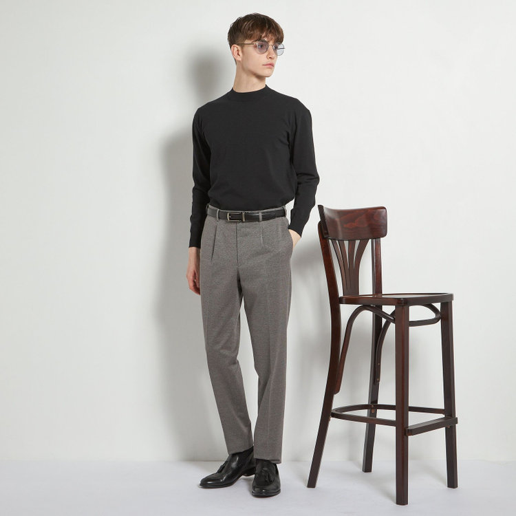 シルバーライン 【5DAYS CLOSET】【RBC】【春夏】1タックテーパードパンツ/グレー×ハウンドトゥース/ウエストムーブ仕様/4S SUSTAINABILITY&ECOLOGY FABRIC/※裾上げ必要 グレー中間