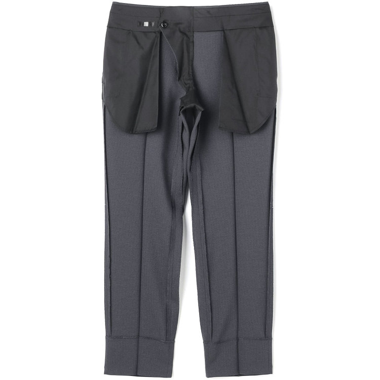 ブラックライン 【SLIM TAPERED】【年間】ウォッシャブル0タックテーパードパンツ/グレー×ハウンドトゥース/裾上げ済仕様 グレー中間
