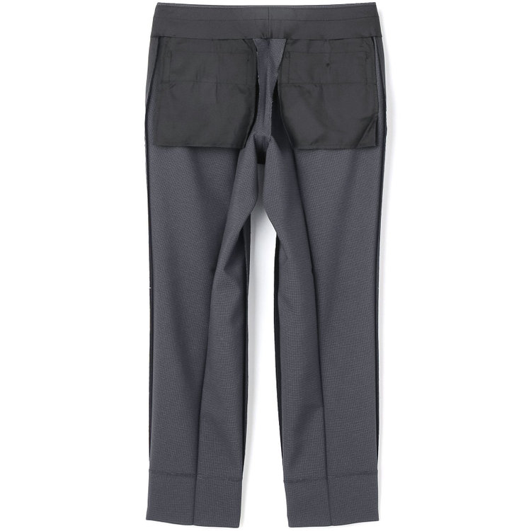 ブラックライン 【SLIM TAPERED】【年間】ウォッシャブル0タックテーパードパンツ/グレー×ハウンドトゥース/裾上げ済仕様 グレー中間