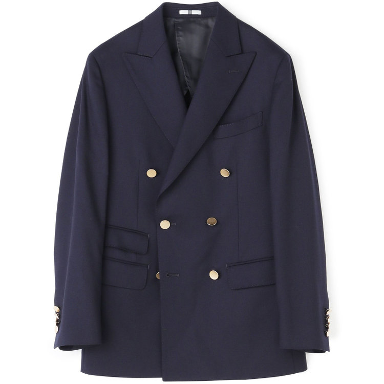シルバーライン 【CLASSICO TAPERED】【秋冬】ウール6釦2掛けダブルジャケット/ネイビー/チェンジポケット/ゴールド釦/NEW ZEALAND WOOL 紺中間