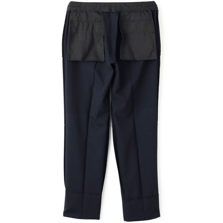 ブラックライン 【SLIM TAPERED_2】【年間】2釦シングルテーパードパンツスーツ 0タック/ネイビー×シャドーストライプ/ウエストシャーリング/4S/※パンツ裾上げ済仕様 紺中間