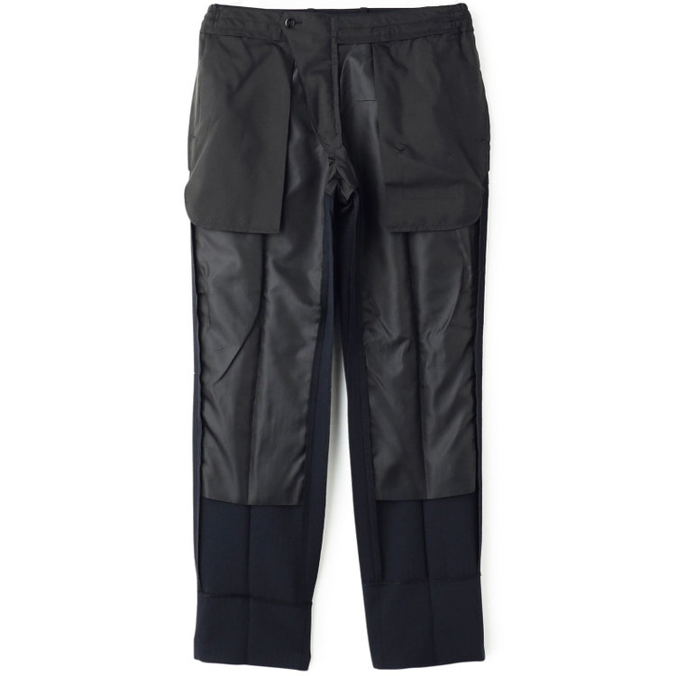 ブラックライン 【SLIM TAPERED_2】【年間】2釦シングルテーパードパンツスーツ 0タック/ネイビー×シャドーストライプ/ウエストシャーリング/4S/※パンツ裾上げ済仕様 紺中間