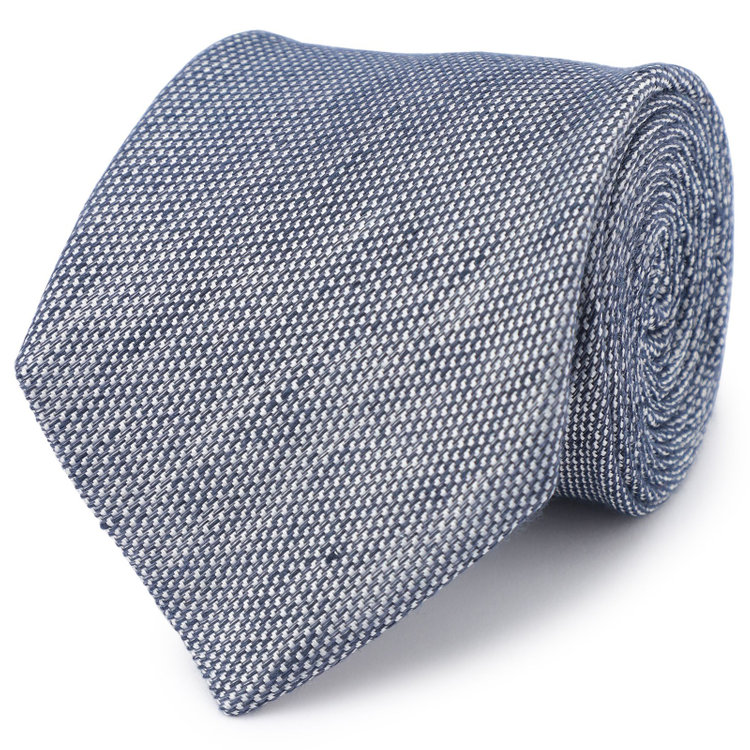 ブラックライン 【BLACK LINE】シルクリネンコットンソリッドネクタイ 7.5cm幅/ネイビー/Finest fabrics by COMO ITALY その他