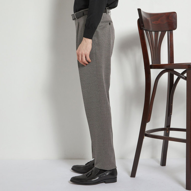 シルバーライン 【5DAYS CLOSET】【RBC】【春夏】1タックテーパードパンツ/グレー×ハウンドトゥース/ウエストムーブ仕様/4S SUSTAINABILITY&ECOLOGY FABRIC/※裾上げ必要 グレー中間