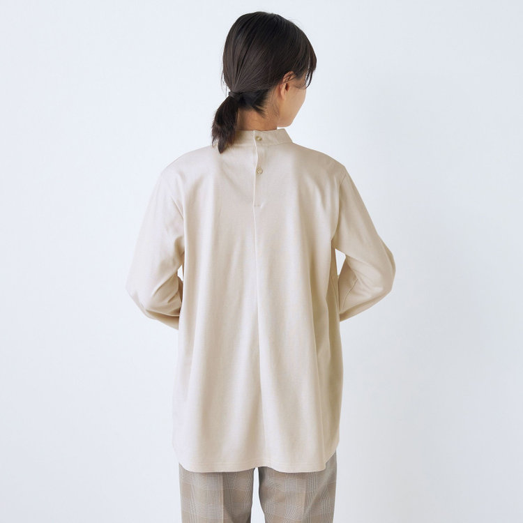 シルバーライン  【SL/長袖】モックネック/バルーン袖/ベージュ/「2WAYストレッチ」「ウォッシャブル可能」「汗じみ軽減」 茶淡色