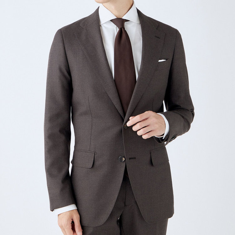 シルバーライン 【発送在庫あり】【CLASSICO TAPERED】【秋冬】2釦シングルスーツ 1タック/ブラウン/Ermenegildo Zegna LOOP woven in italy/※裾上げ必要 茶濃色