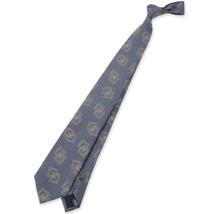 シルバーライン 【SL】シルクブレンド小紋ネクタイ 8.0cm幅/グレー×ゴールド その他