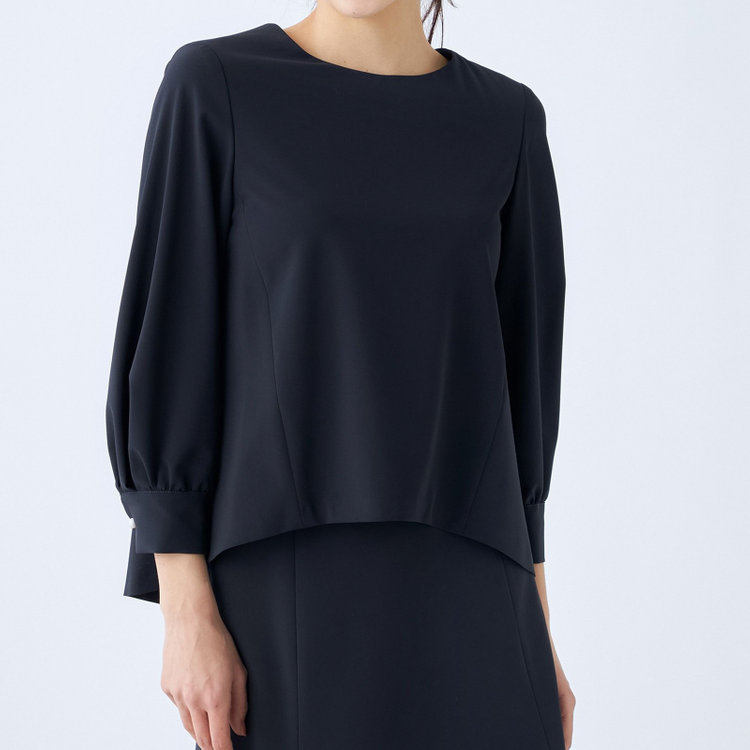 シルバーライン 【SL/9分袖】カセットブラウス/ネイビー/ウォッシャブル 紺中間