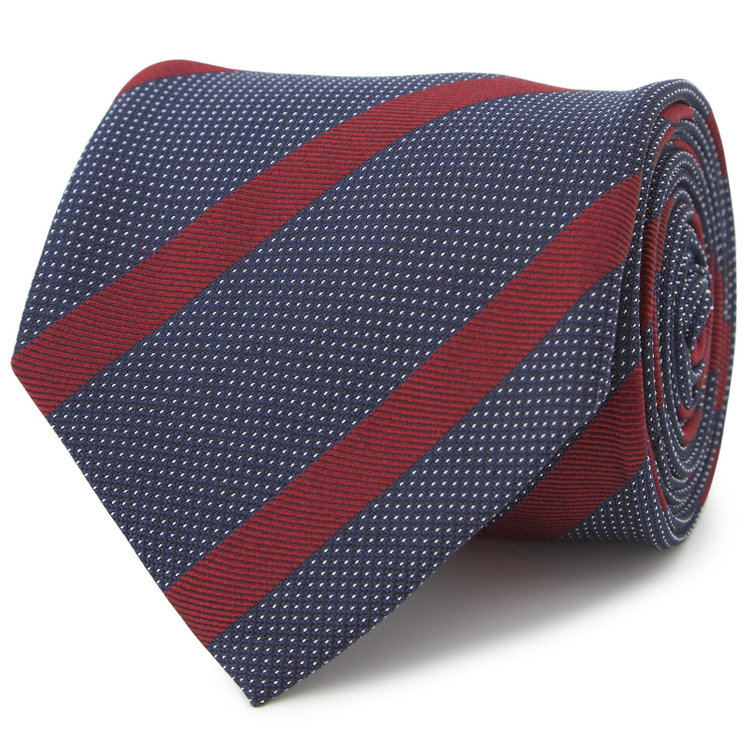 ブラックライン 【BLACK LINE】コットンシルクストライプネクタイ 7.5cm幅/ネイビー×ワイン/ITALIAN FABRICS その他