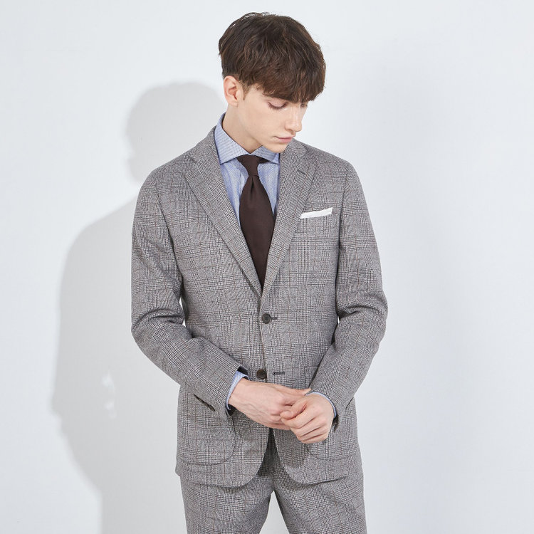 シルバーライン 【5DAYS CLOSET】【RBC】【秋冬】2釦ジャケット/ブラウン×チェック/パッチポケット 茶中間