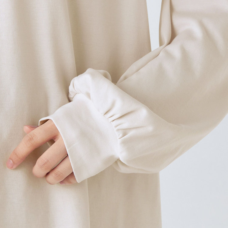 シルバーライン  【SL/長袖】モックネック/バルーン袖/ベージュ/「2WAYストレッチ」「ウォッシャブル可能」「汗じみ軽減」 茶淡色