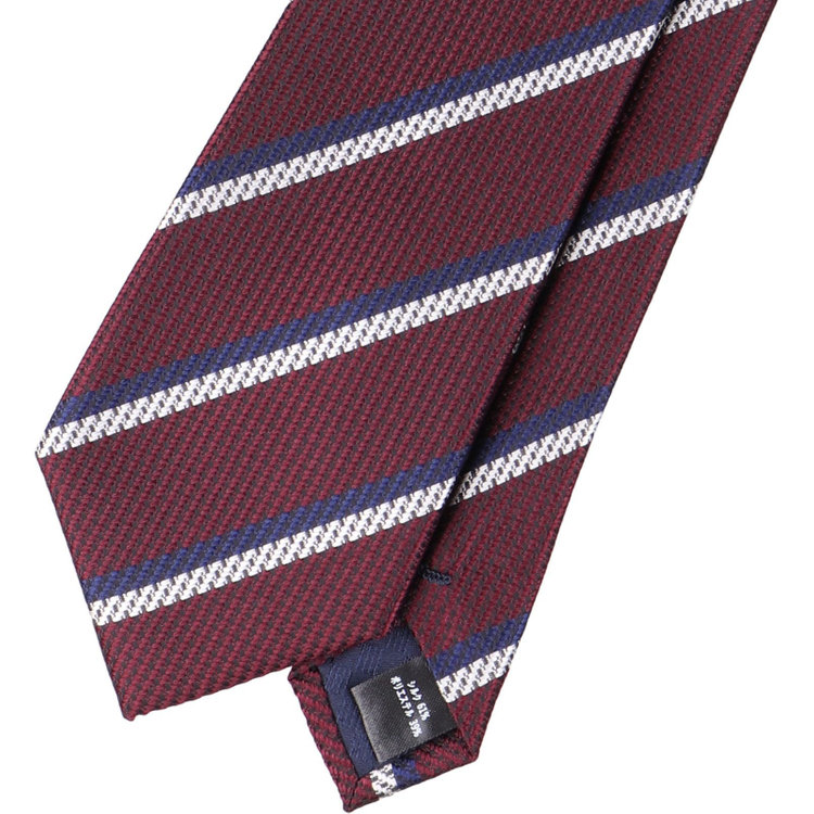 ブラックライン 【BLACK LINE】シルクブレンドストライプネクタイ 7.5cm幅/ワイン×ネイビー＆ホワイト その他