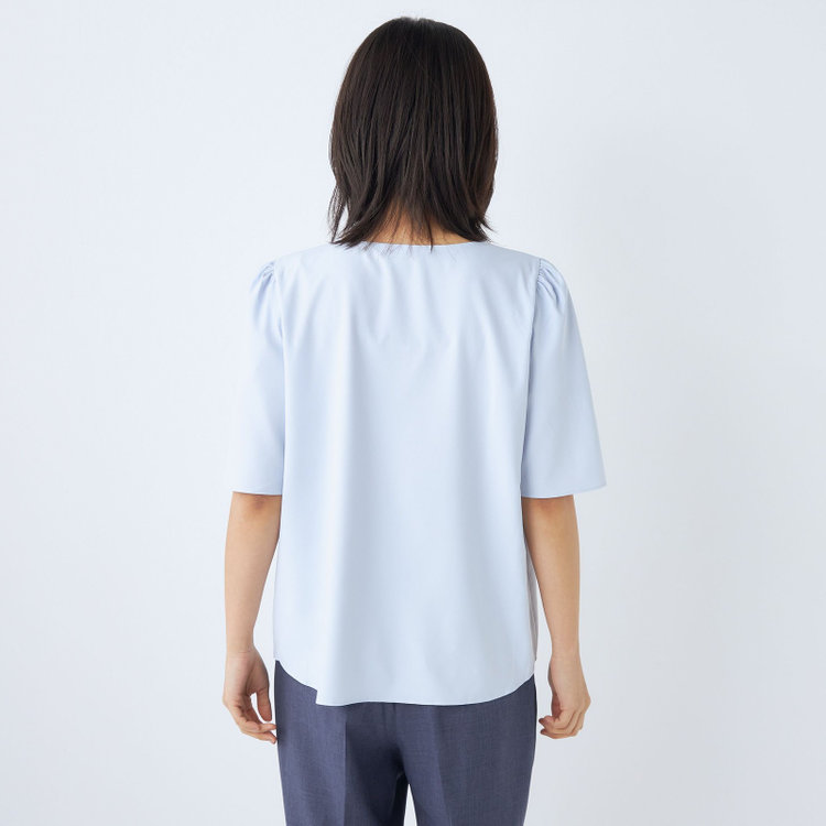 シルバーライン 【SILVER LINE/5分袖】フラワースリーブプルオーバー/ブルー 青淡色