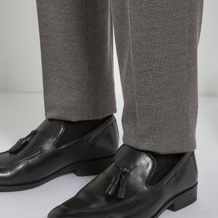 シルバーライン 【5DAYS CLOSET】【RBC】【春夏】1タックテーパードパンツ/グレー×ハウンドトゥース/ウエストムーブ仕様/4S SUSTAINABILITY&ECOLOGY FABRIC/※裾上げ必要 グレー中間