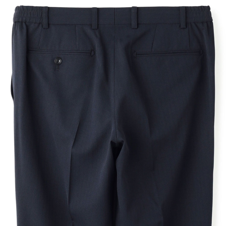 ブラックライン 【SLIM TAPERED_2】【年間】2釦シングルテーパードパンツスーツ 0タック/ネイビー×シャドーストライプ/ウエストシャーリング/4S/※パンツ裾上げ済仕様 紺中間