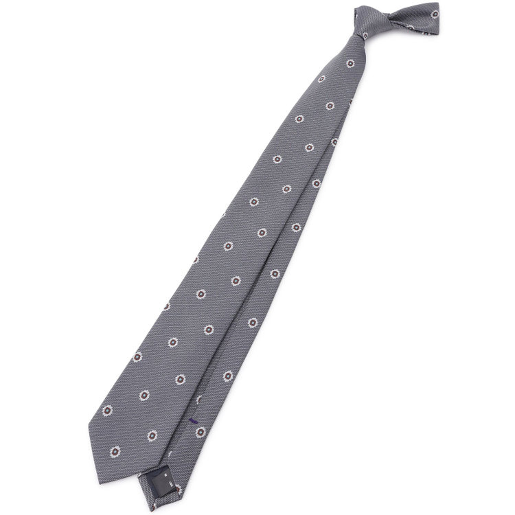 ブラックライン 【BL】シルク小紋ネクタイ 7.5cm幅/グレー その他