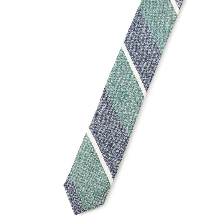 シルバーライン 【SILVER LINE】コットンシルクストライプネクタイ 8.5cm幅/グリーン×ネイビー/Finest fabrics by COMO ITALY その他