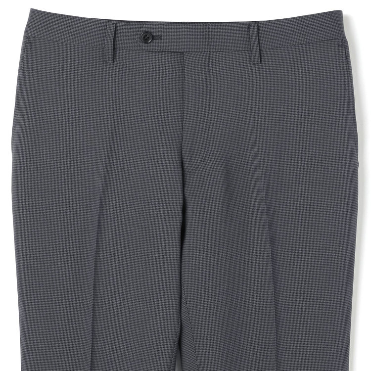 ブラックライン 【SLIM TAPERED】【年間】ウォッシャブル0タックテーパードパンツ/グレー×ハウンドトゥース/裾上げ済仕様 グレー中間