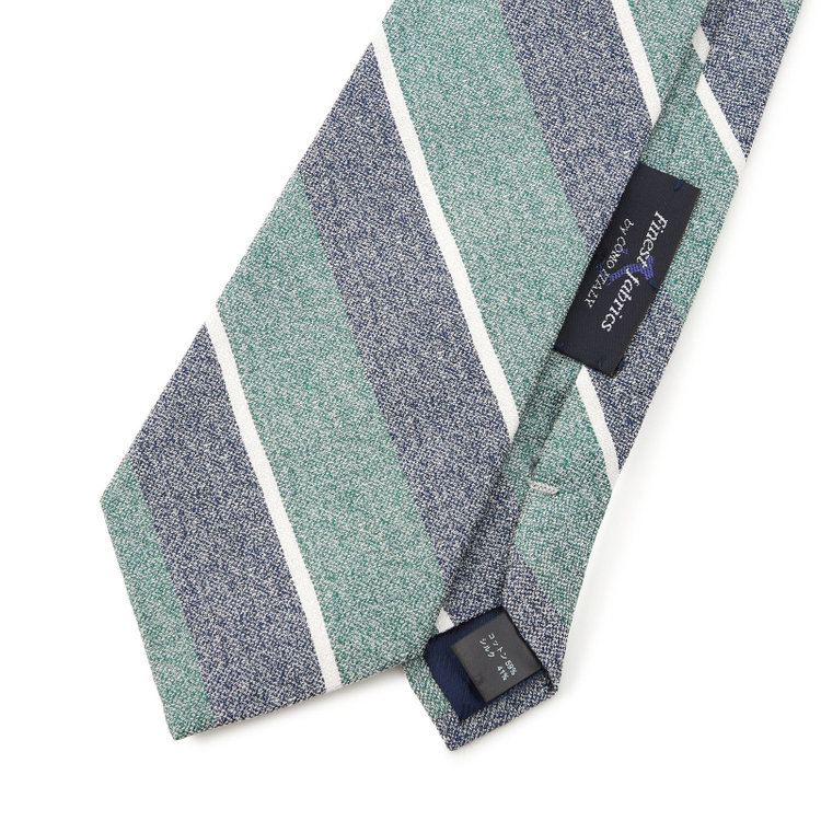 シルバーライン 【SILVER LINE】コットンシルクストライプネクタイ 8.5cm幅/グリーン×ネイビー/Finest fabrics by COMO ITALY その他