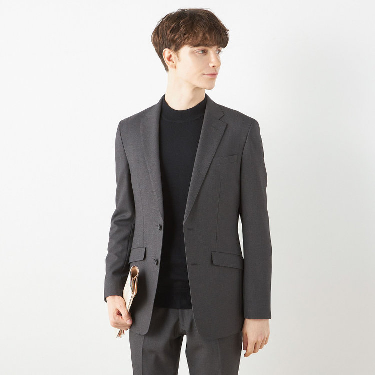 ブラックライン 【SLIM TAPERED_2】【年間】スペアパンツ付き/2釦シングルスーツ 0タック/グレー/ウエストシャーリング/4S SUSTAINABILITY/※パンツ裾上げ済仕様 グレー中間