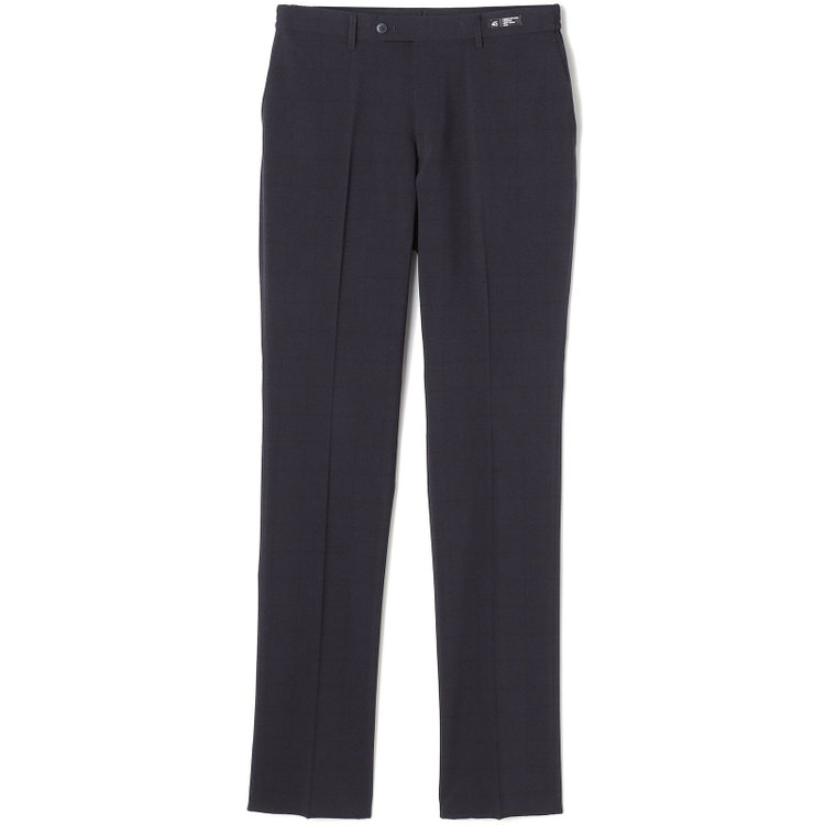 ブラックライン 【SLIM TAPERED】【春夏】0タックテーパードパンツ/ブラック×ウィンドペン/ウエストシャーリング/4S SUSTAINABILITY&ECOLOGY FABRIC「ウォッシャブル」「ストレッチ」/※裾上げ済仕様 黒