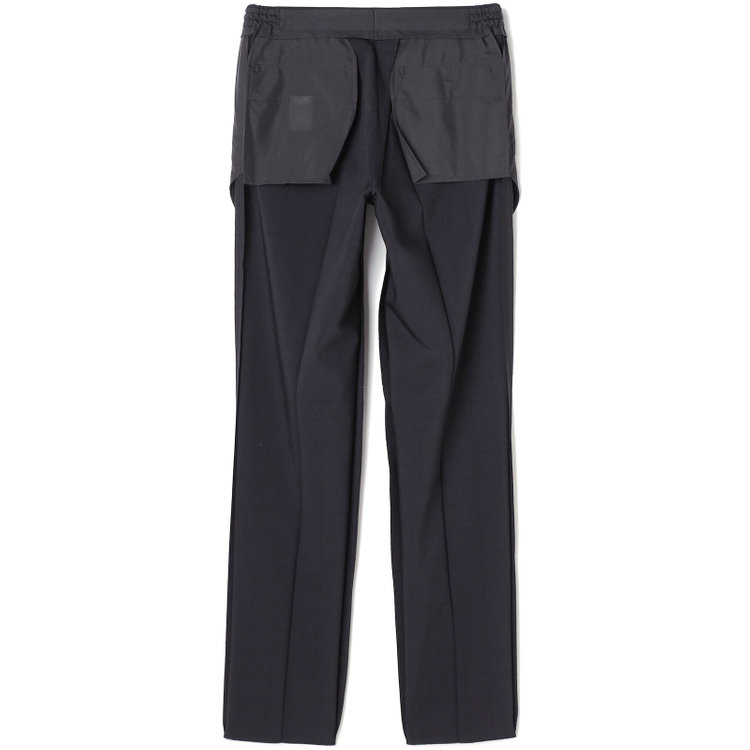 ブラックライン 【SLIM TAPERED】【春夏】0タックテーパードパンツ/ブラック×ウィンドペン/ウエストシャーリング/4S SUSTAINABILITY&ECOLOGY FABRIC「ウォッシャブル」「ストレッチ」/※裾上げ済仕様 黒