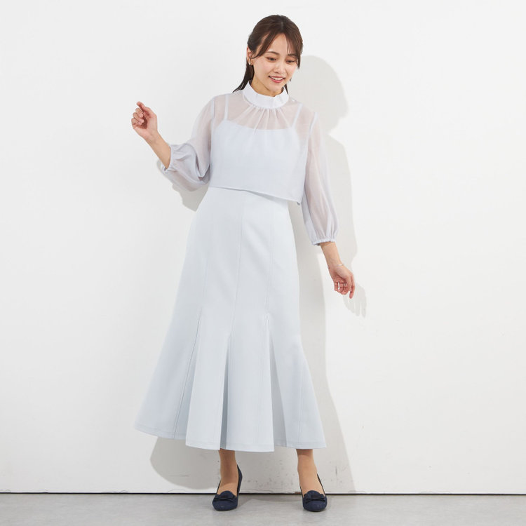 サマンサ 【SUIT SELECT×Samantha Thavasa】【長袖】ボウタイブラウス/ライトブルー グレー淡色