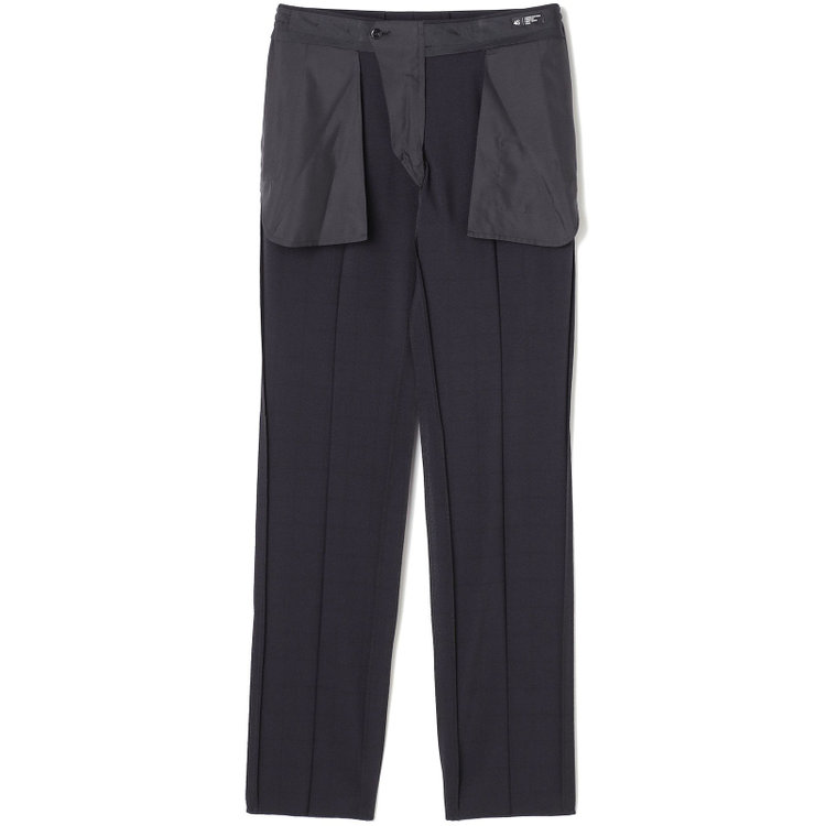 ブラックライン 【SLIM TAPERED】【春夏】0タックテーパードパンツ/ブラック×ウィンドペン/ウエストシャーリング/4S SUSTAINABILITY&ECOLOGY FABRIC「ウォッシャブル」「ストレッチ」/※裾上げ済仕様 黒
