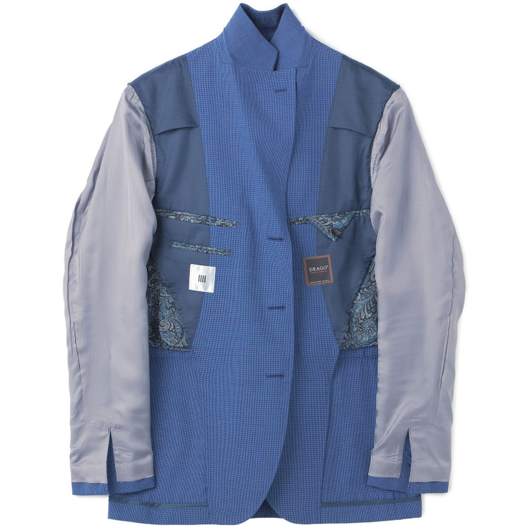 シルバーライン 【CLASSICO TAPERED】【春夏】3釦段返りシングルスーツ 2タック/ネイビー×ハウンドトゥース/ウエストムーブ/DRAGO lanificio in billa fabric made in italy/※裾上げ必要 青中間