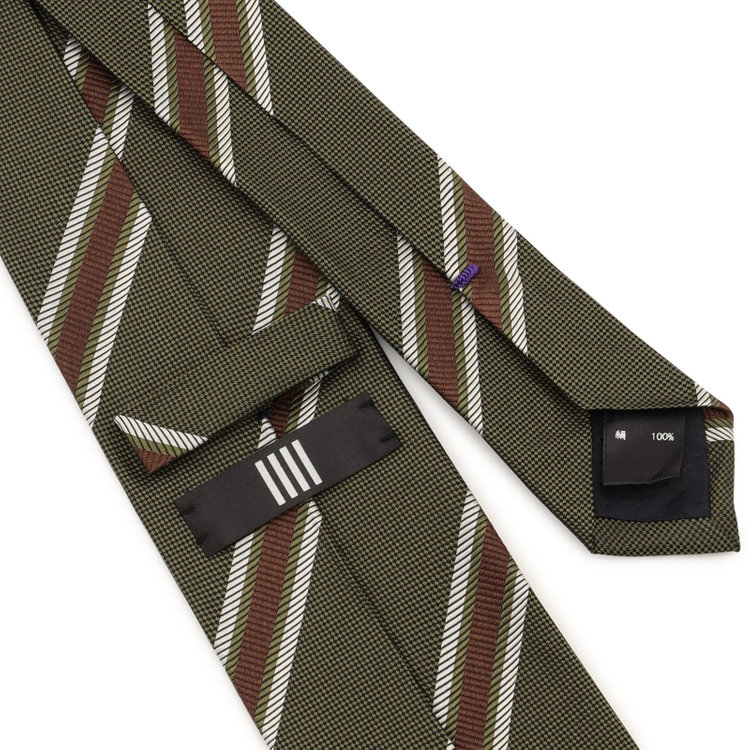 ブラックライン 【BLACK LINE】シルクストライプネクタイ 7.5cm幅/グリーン×ブラウン×ホワイト その他