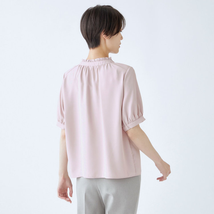 シルバーライン 【SILVER LINE/5分袖】2WAYパール釦付きプルオーバー/ピンク 赤淡色