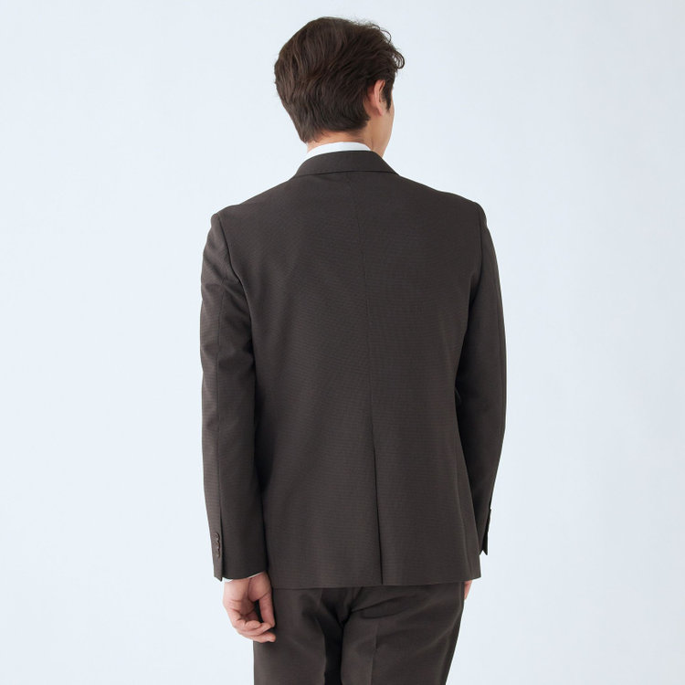 ブラックライン 【SLIM TAPERED_2】【春夏】2釦シングルスーツ 0タック/ブラウン&ブラック×ハウンドトゥース/ウエストシャーリング/4S SUSTAINABILITY&ECOLOGY FABRIC/※パンツ裾上げ済仕様 茶濃色