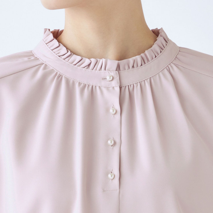 シルバーライン 【SILVER LINE/5分袖】2WAYパール釦付きプルオーバー/ピンク 赤淡色