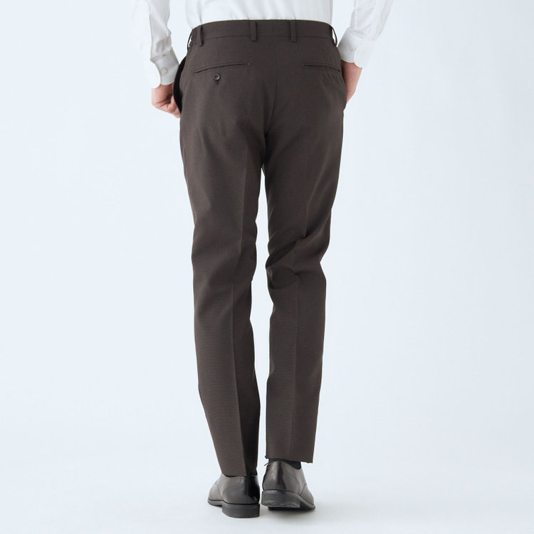 ブラックライン 【SLIM TAPERED_2】【春夏】2釦シングルスーツ 0タック/ブラウン&ブラック×ハウンドトゥース/ウエストシャーリング/4S SUSTAINABILITY&ECOLOGY FABRIC/※パンツ裾上げ済仕様 茶濃色