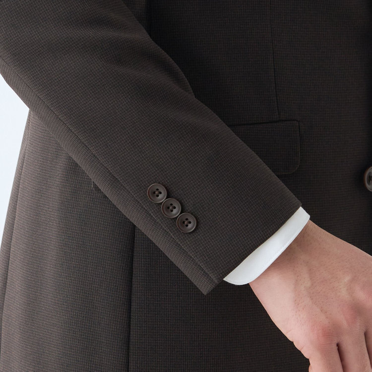 ブラックライン 【SLIM TAPERED_2】【春夏】2釦シングルスーツ 0タック/ブラウン&ブラック×ハウンドトゥース/ウエストシャーリング/4S SUSTAINABILITY&ECOLOGY FABRIC/※パンツ裾上げ済仕様 茶濃色