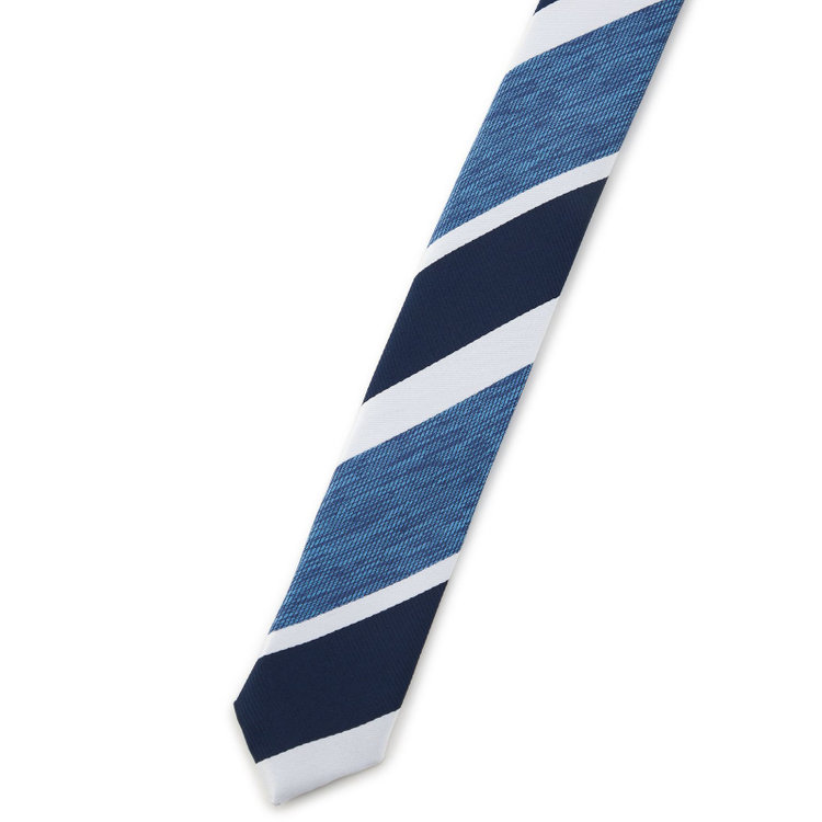 ブラックライン 【BLACK LINE】ポリエステルストライプネクタイ 7.5cm幅/ネイビー×ブルー×ホワイト/ウォッシャブル その他