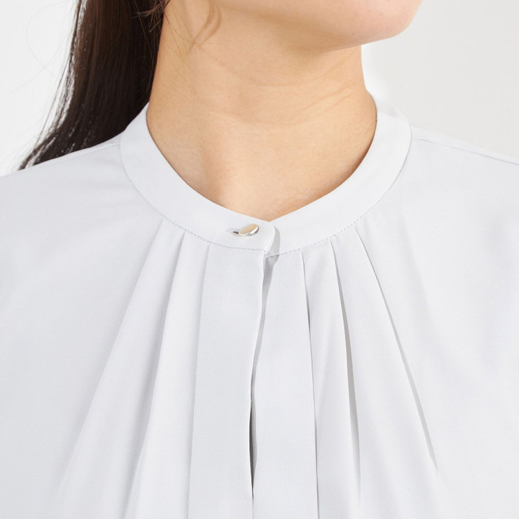 シルバーライン 【SL/7分袖】フロントメタルボタンキーネック/グレー グレー淡色