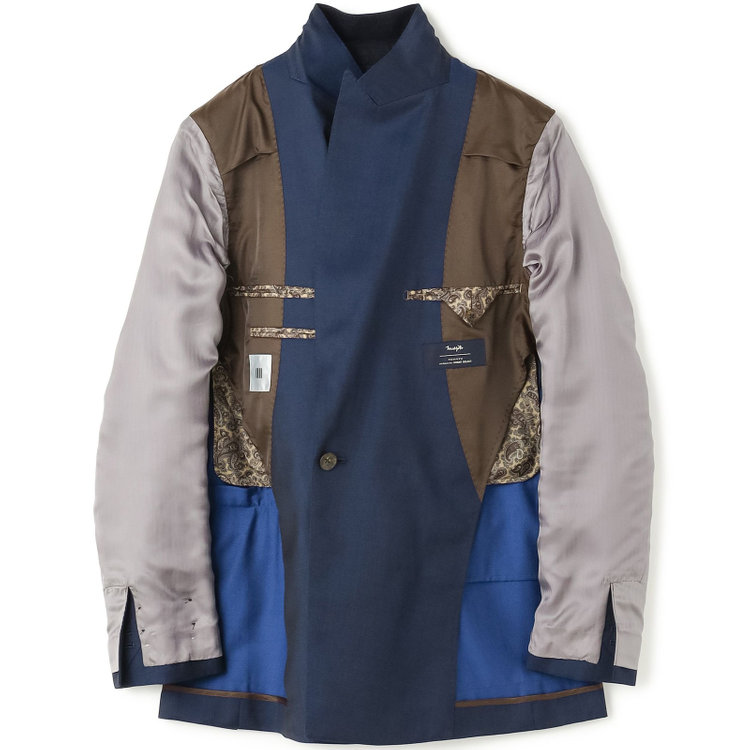 シルバーライン 【発送在庫あり】【CLASSICO TAPERED】【春夏】6釦2掛けダブルスーツ 1タック/ネイビー/チェンジポケット/MARZOTTO/※パンツ裾直し必要 青濃色