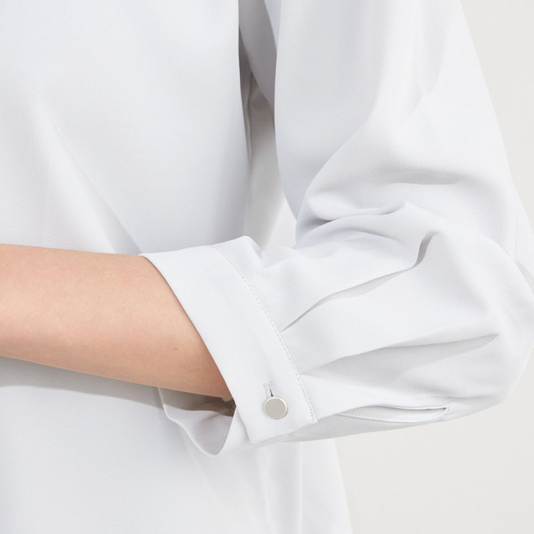 シルバーライン 【SL/7分袖】フロントメタルボタンキーネック/グレー グレー淡色