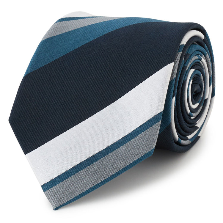 ブラックライン 【BLACK LINE】シルクブレンドストライプネクタイ 7.5cm幅/ネイビー×ホワイト その他